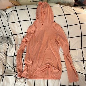 Coral Nike Dri-Fit Hooded Long Sleeve Running Shirt